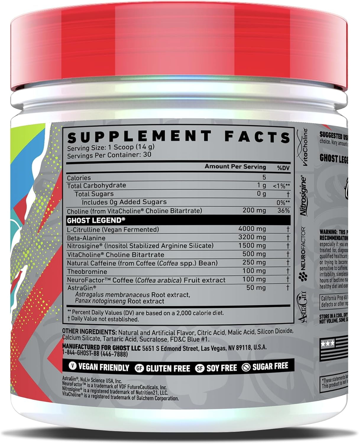 Legend V3 Pre-Workout Energy Powder- 30 Servings, BLUE RASPBERRY - Caffeine, L-Citrulline, & Beta Alanine Blend for Energy Focus & Pumps - Free of Soy, Sugar & Gluten, Vegan