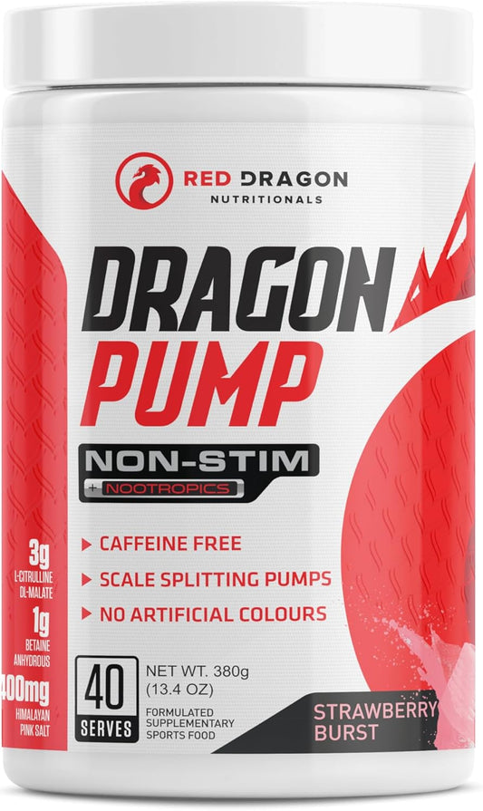 Dragon Pump Non-Stim Pre Workout Powder 380 G, Strawberry Burst
