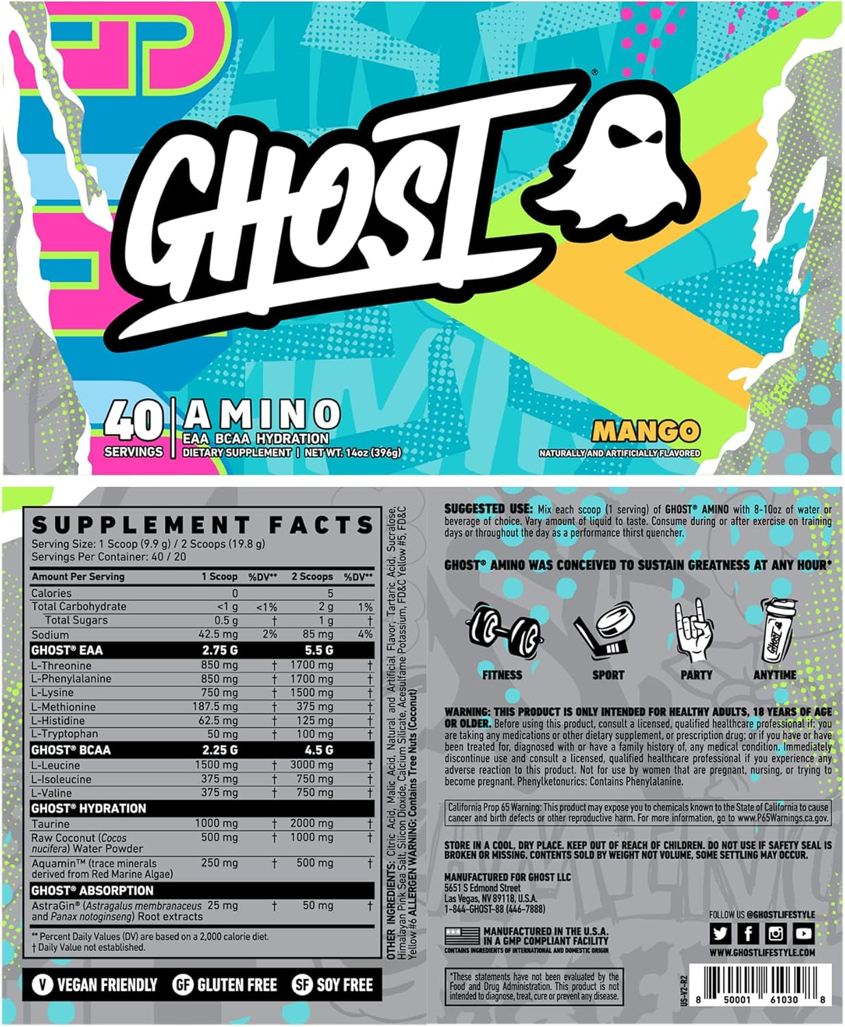 Amino V2 Mango BCAA Workout Supplements, 40 Serving